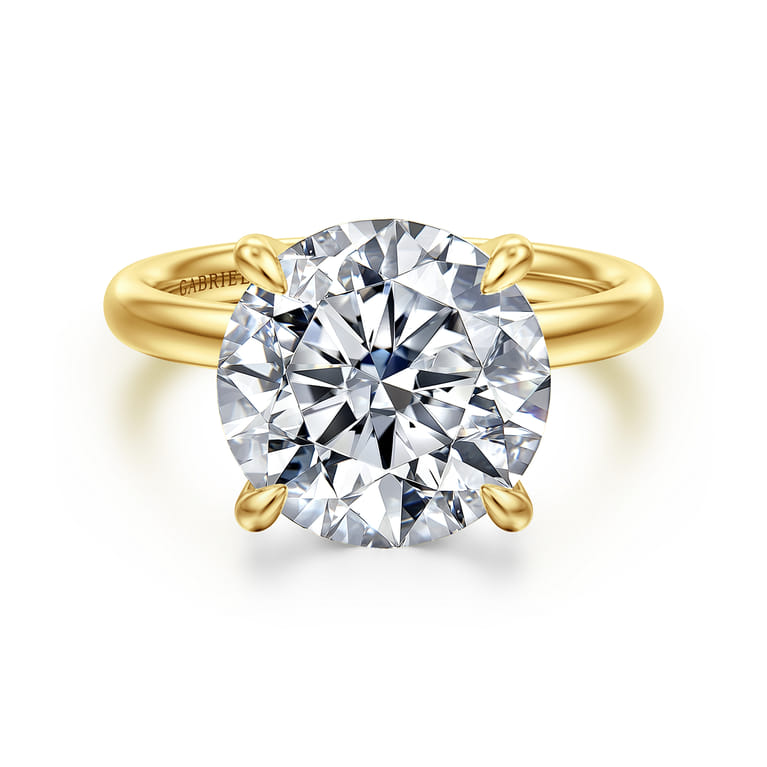 Unite - 14K Yellow Gold Round Solitaire Diamond Engagement Ring - Shot 1