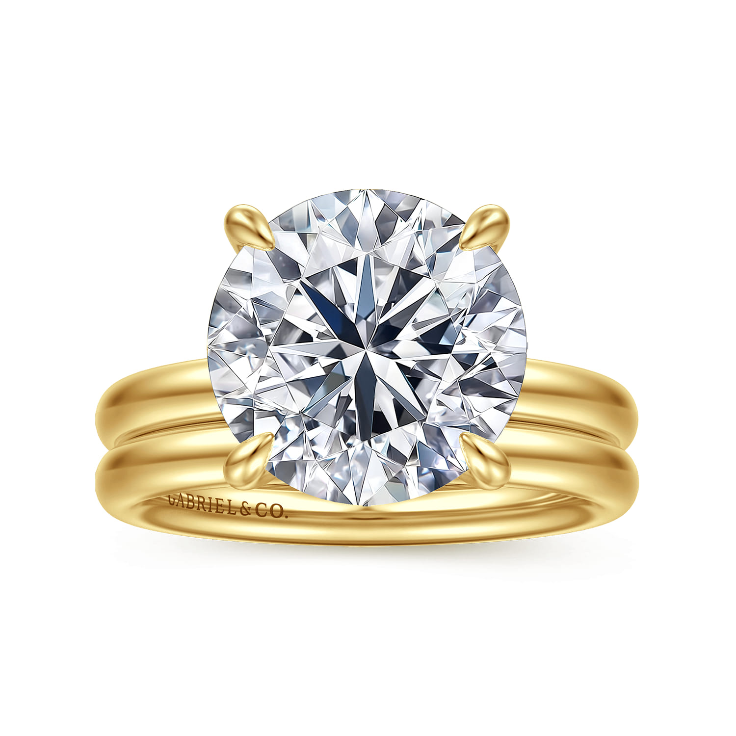 Unite - 14K Yellow Gold Round Solitaire Diamond Engagement Ring - Shot 4