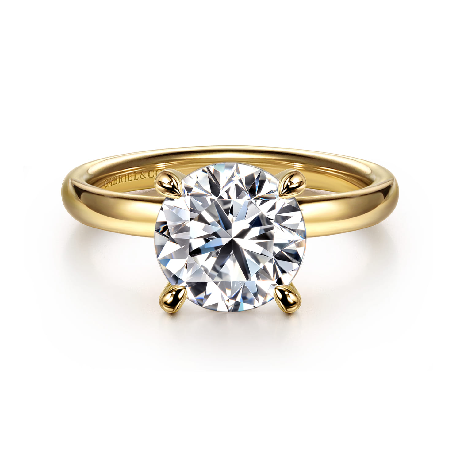 Unite - 14K Yellow Gold Round Solitaire Diamond Engagement Ring - Shot 1
