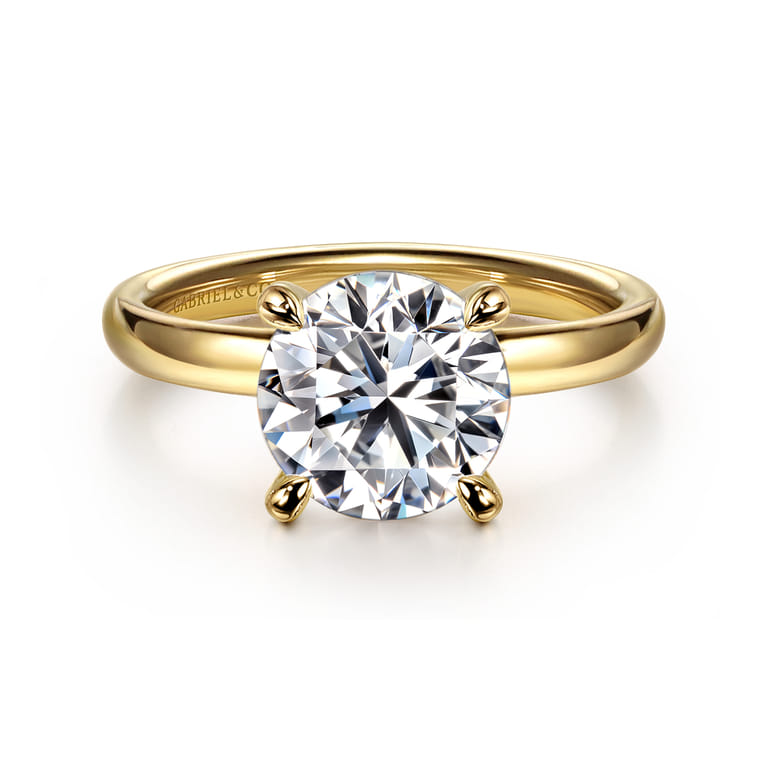 Unite - 14K Yellow Gold Round Solitaire Diamond Engagement Ring - Shot 1