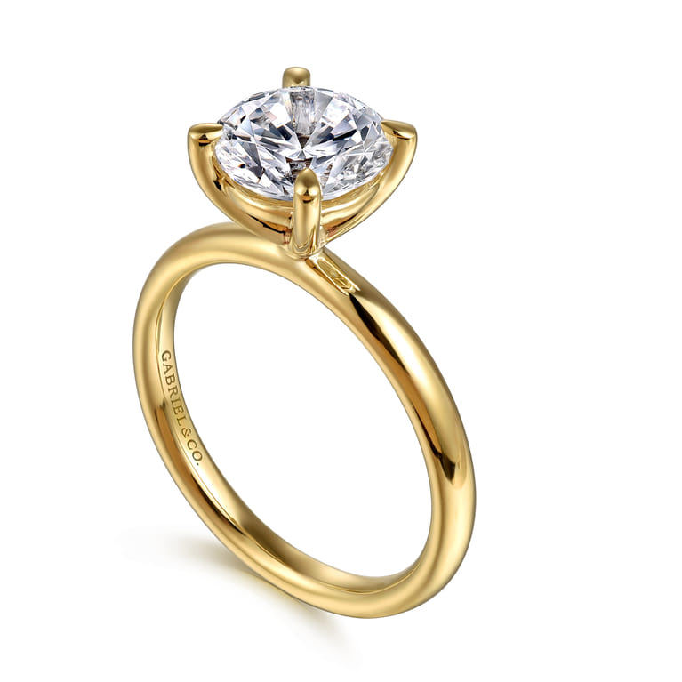 Unite - 14K Yellow Gold Round Solitaire Diamond Engagement Ring - Shot 3