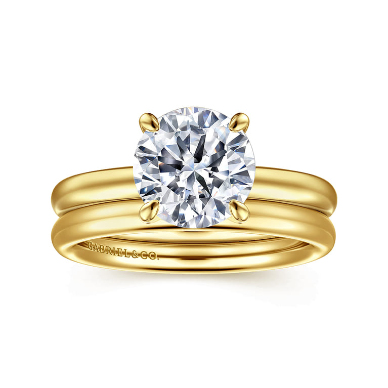 Unite - 14K Yellow Gold Round Solitaire Diamond Engagement Ring - Shot 4