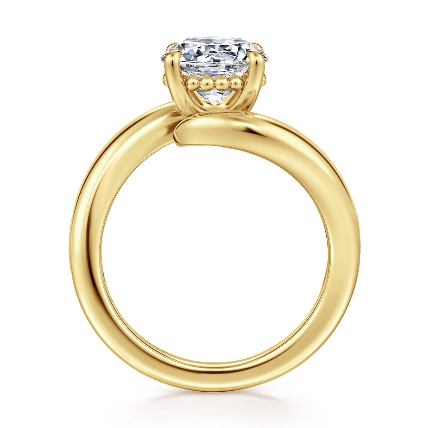 Bettie - 14K Yellow Gold Bypass Round Diamond Engagement Ring - Shot 2