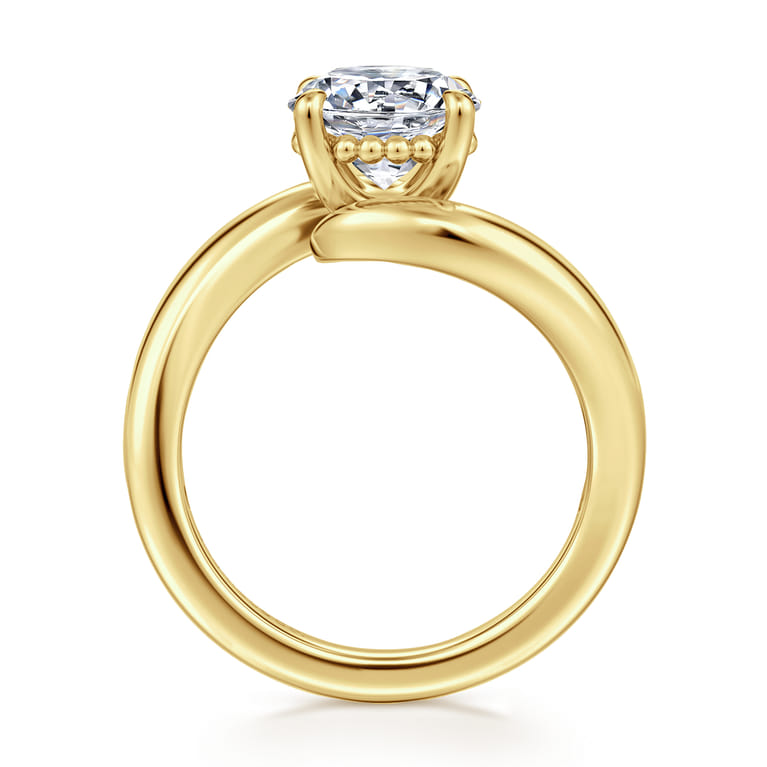 Bettie - 14K Yellow Gold Bypass Round Diamond Engagement Ring - Shot 2