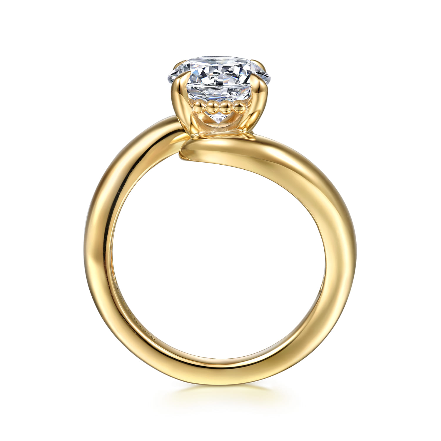 Bettie - 14K Yellow Gold Bypass Round Diamond Engagement Ring - Shot 2