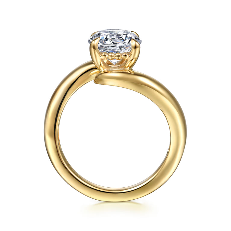 Bettie - 14K Yellow Gold Bypass Round Diamond Engagement Ring - Shot 2