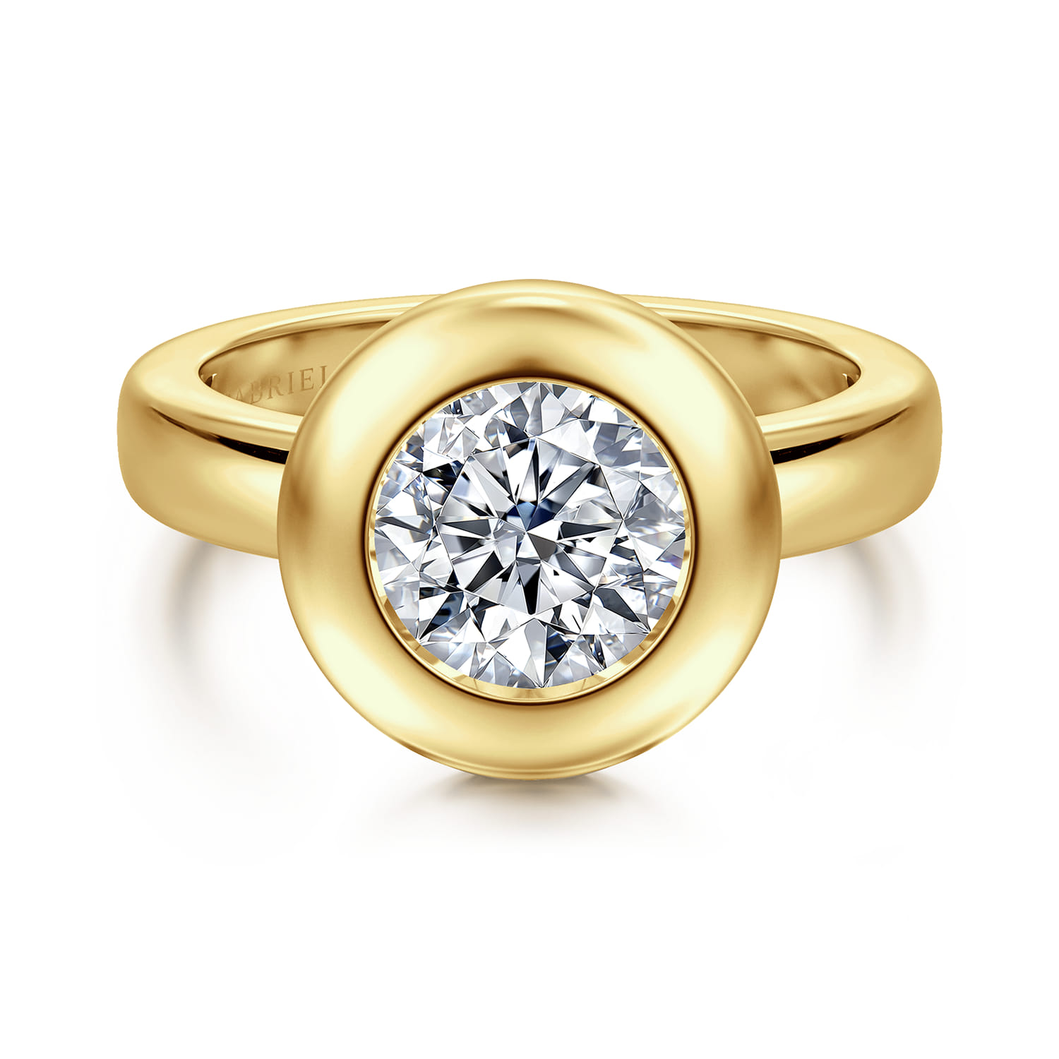 Pauline - 14K Yellow Gold Bezel Set Round Diamond Engagement Ring - Shot 1