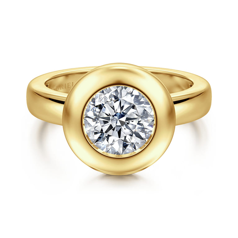 Pauline - 14K Yellow Gold Bezel Set Round Diamond Engagement Ring - Shot 1