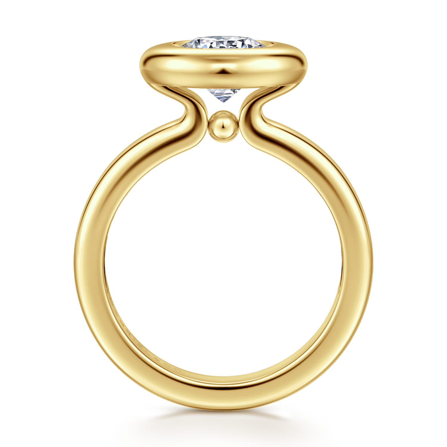 Pauline - 14K Yellow Gold Bezel Set Round Diamond Engagement Ring - Shot 2