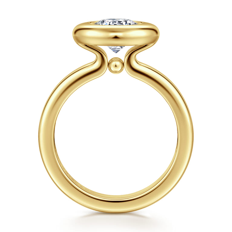 Pauline - 14K Yellow Gold Bezel Set Round Diamond Engagement Ring - Shot 2