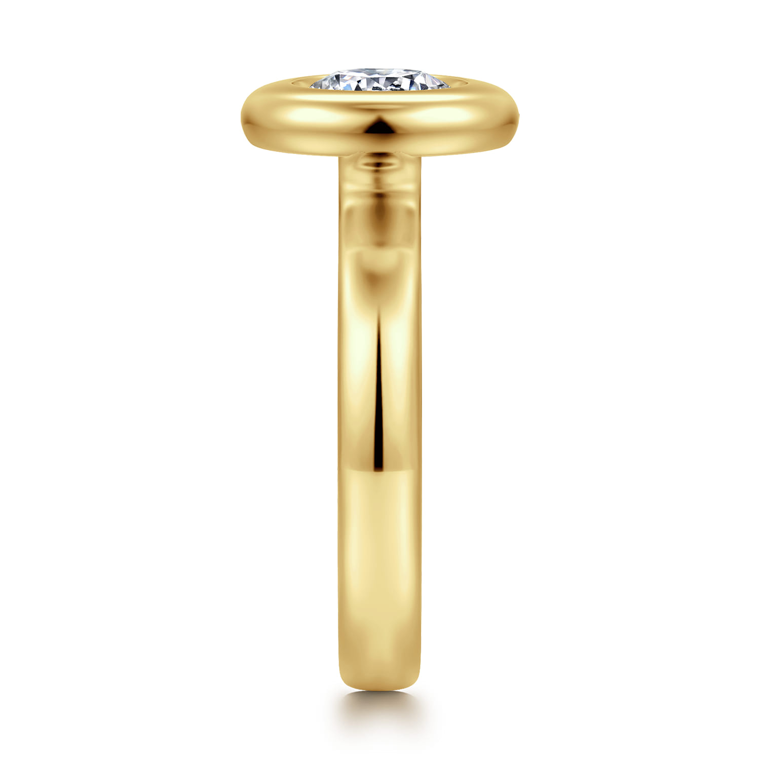 Pauline - 14K Yellow Gold Bezel Set Round Diamond Engagement Ring - Shot 3