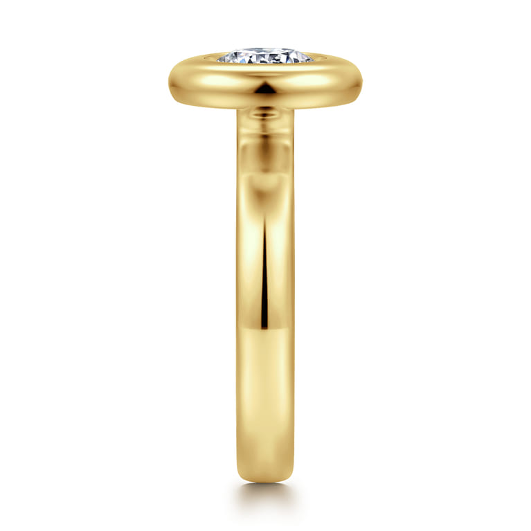 Pauline - 14K Yellow Gold Bezel Set Round Diamond Engagement Ring - Shot 3