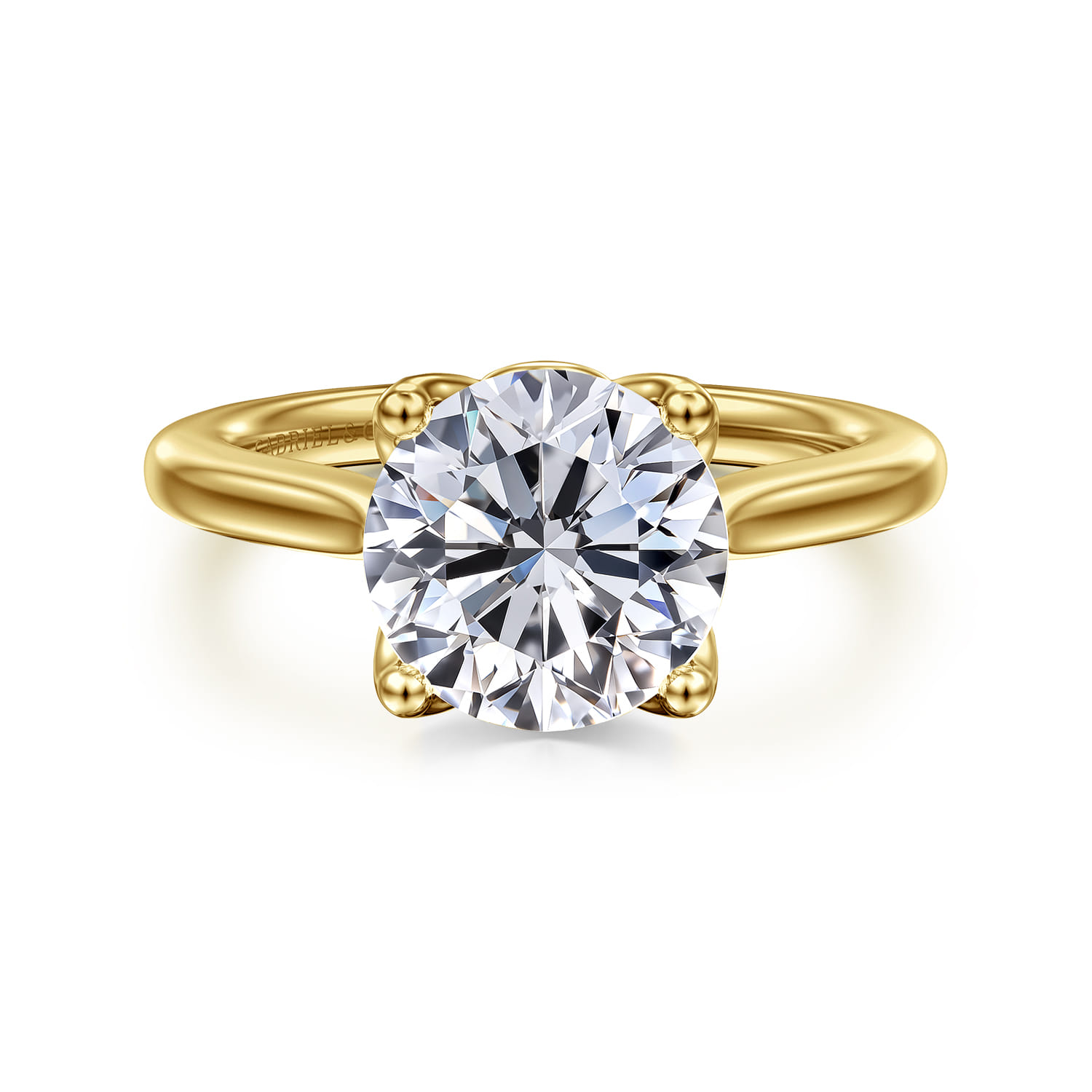 Nola - 14K Yellow Gold Round Lotus Diamond Engagement Ring - Shot 1
