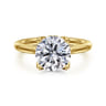 Nola - 14K Yellow Gold Round Lotus Diamond Engagement Ring