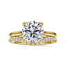 Nola - 14K Yellow Gold Round Lotus Diamond Engagement Ring