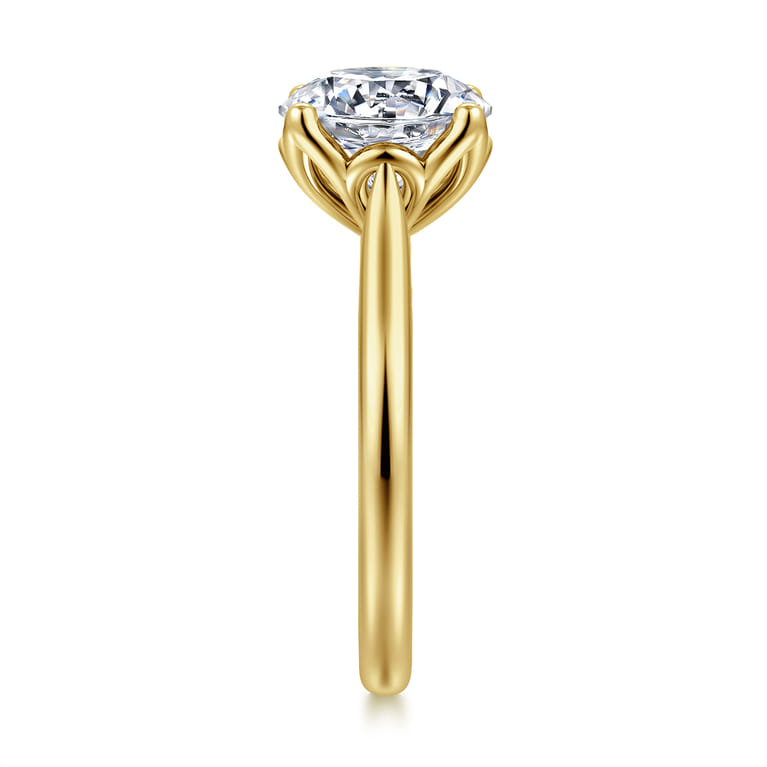 Nola - 14K Yellow Gold Round Lotus Diamond Engagement Ring - Shot 5