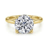 Nola - 14K Yellow Gold Round Lotus Diamond Engagement Ring