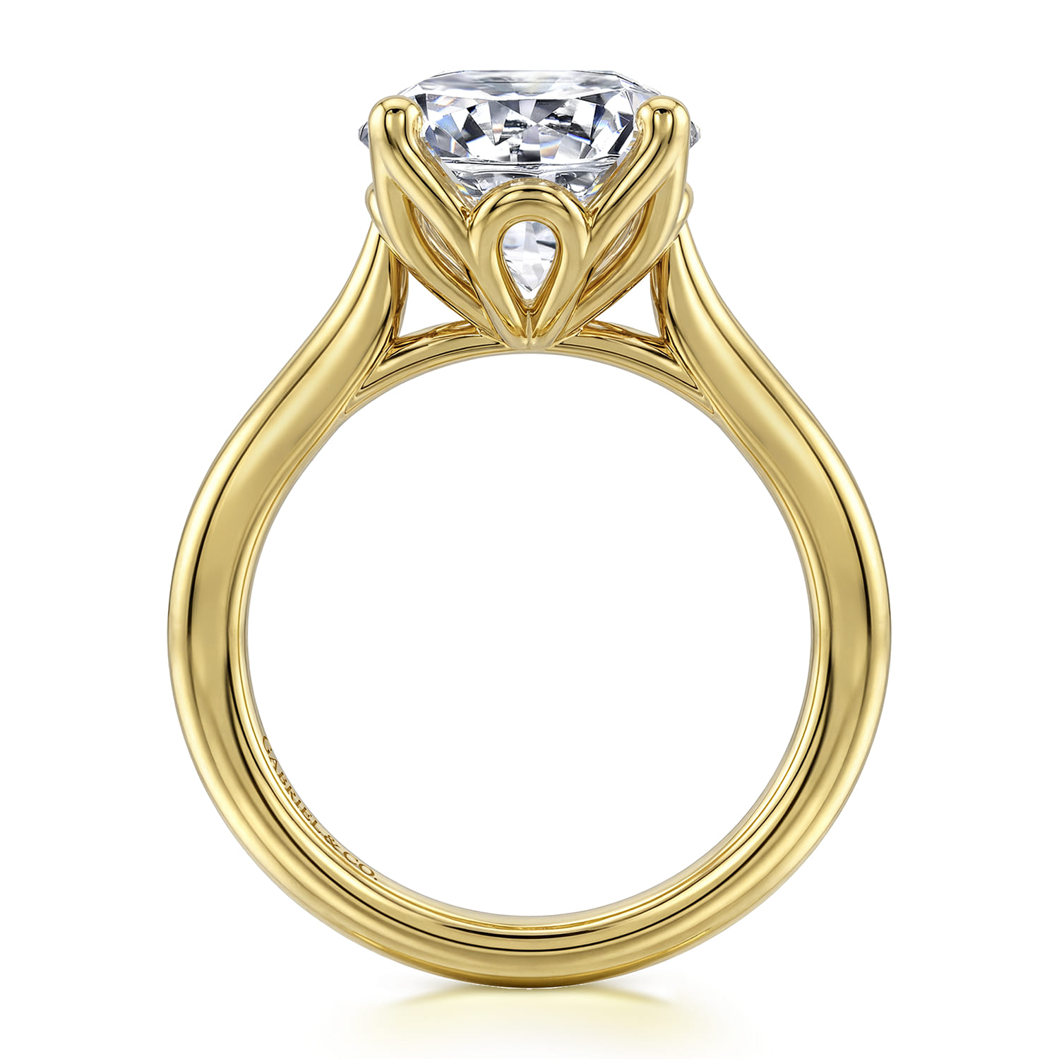 Nola - 14K Yellow Gold Round Lotus Diamond Engagement Ring - Shot 2