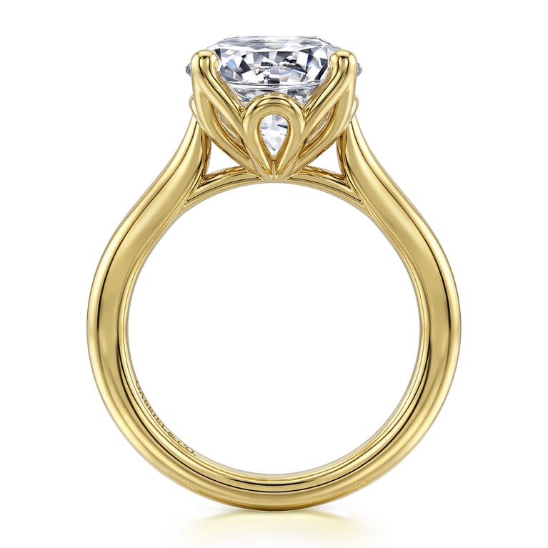 Nola - 14K Yellow Gold Round Lotus Diamond Engagement Ring - Shot 2