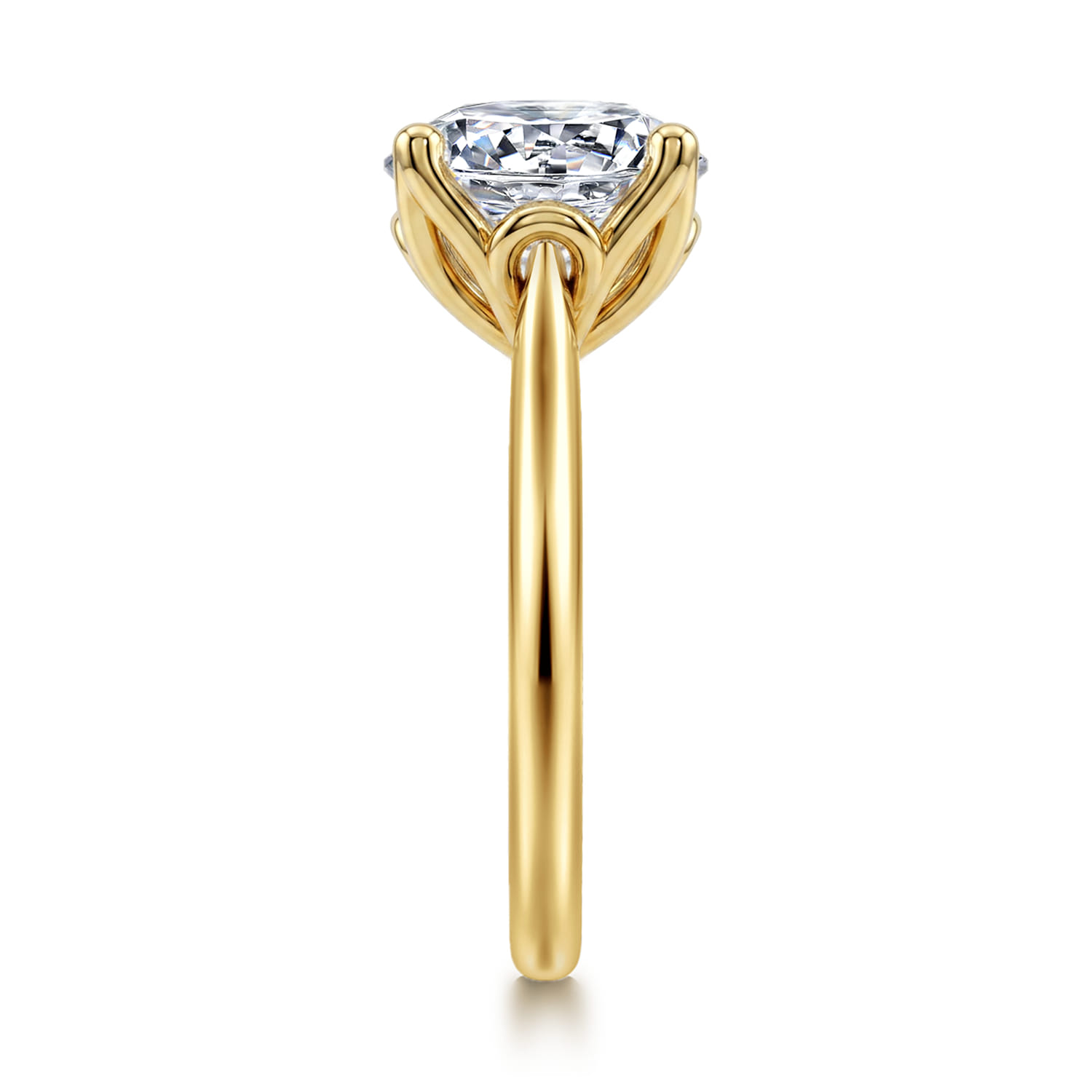 Nola - 14K Yellow Gold Round Lotus Diamond Engagement Ring - Shot 4