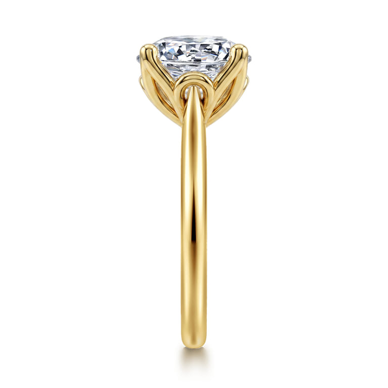 Nola - 14K Yellow Gold Round Lotus Diamond Engagement Ring - Shot 4