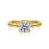 Nola - 14K Yellow Gold Round Lotus Diamond Engagement Ring
