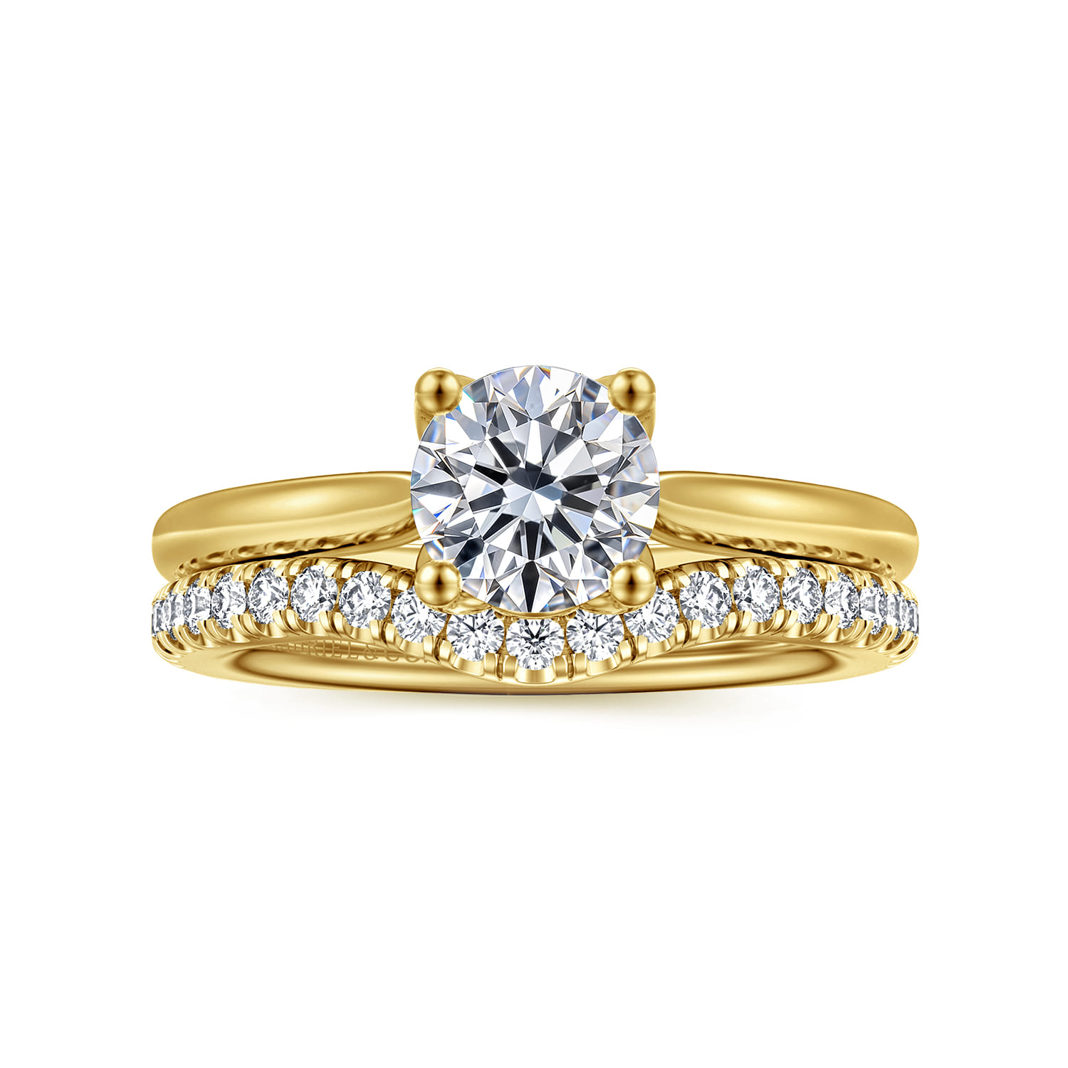Nola - 14K Yellow Gold Round Lotus Diamond Engagement Ring - Shot 4