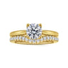 Nola - 14K Yellow Gold Round Lotus Diamond Engagement Ring