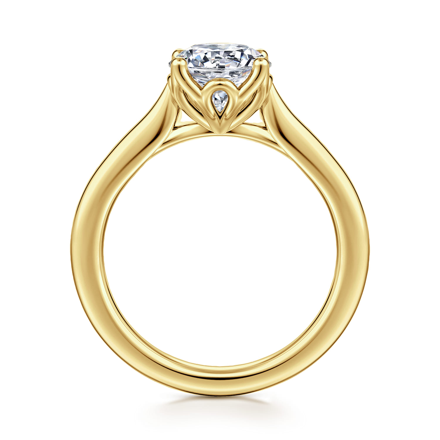 Nola - 14K Yellow Gold Round Lotus Diamond Engagement Ring - Shot 2