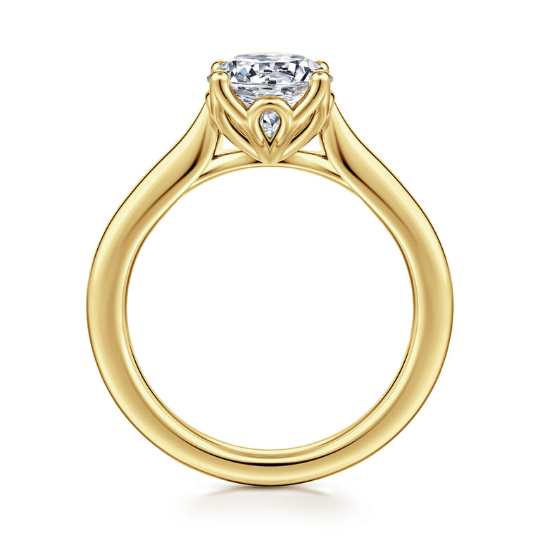 Nola - 14K Yellow Gold Round Lotus Diamond Engagement Ring - Shot 2