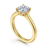 Nola - 14K Yellow Gold Round Lotus Diamond Engagement Ring
