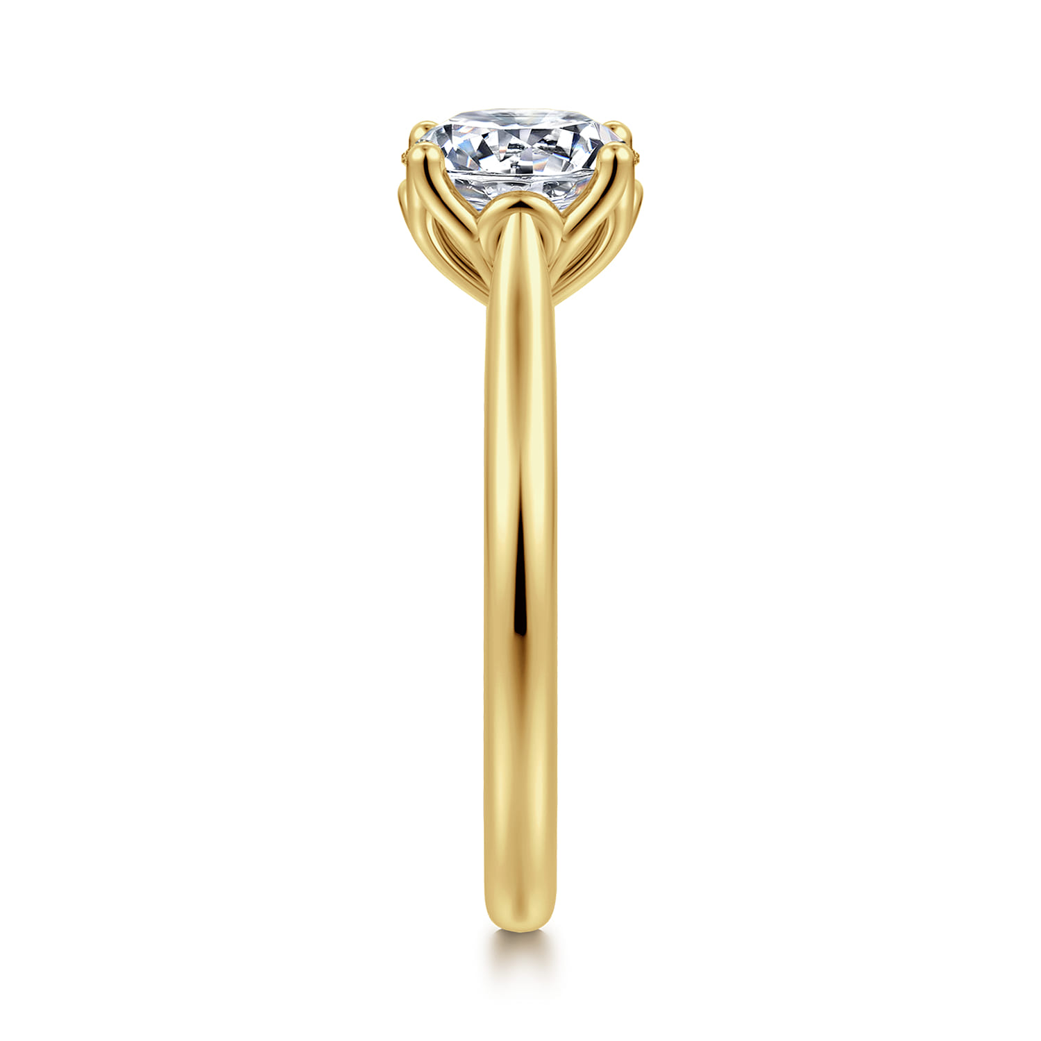 Nola - 14K Yellow Gold Round Lotus Diamond Engagement Ring - Shot 4