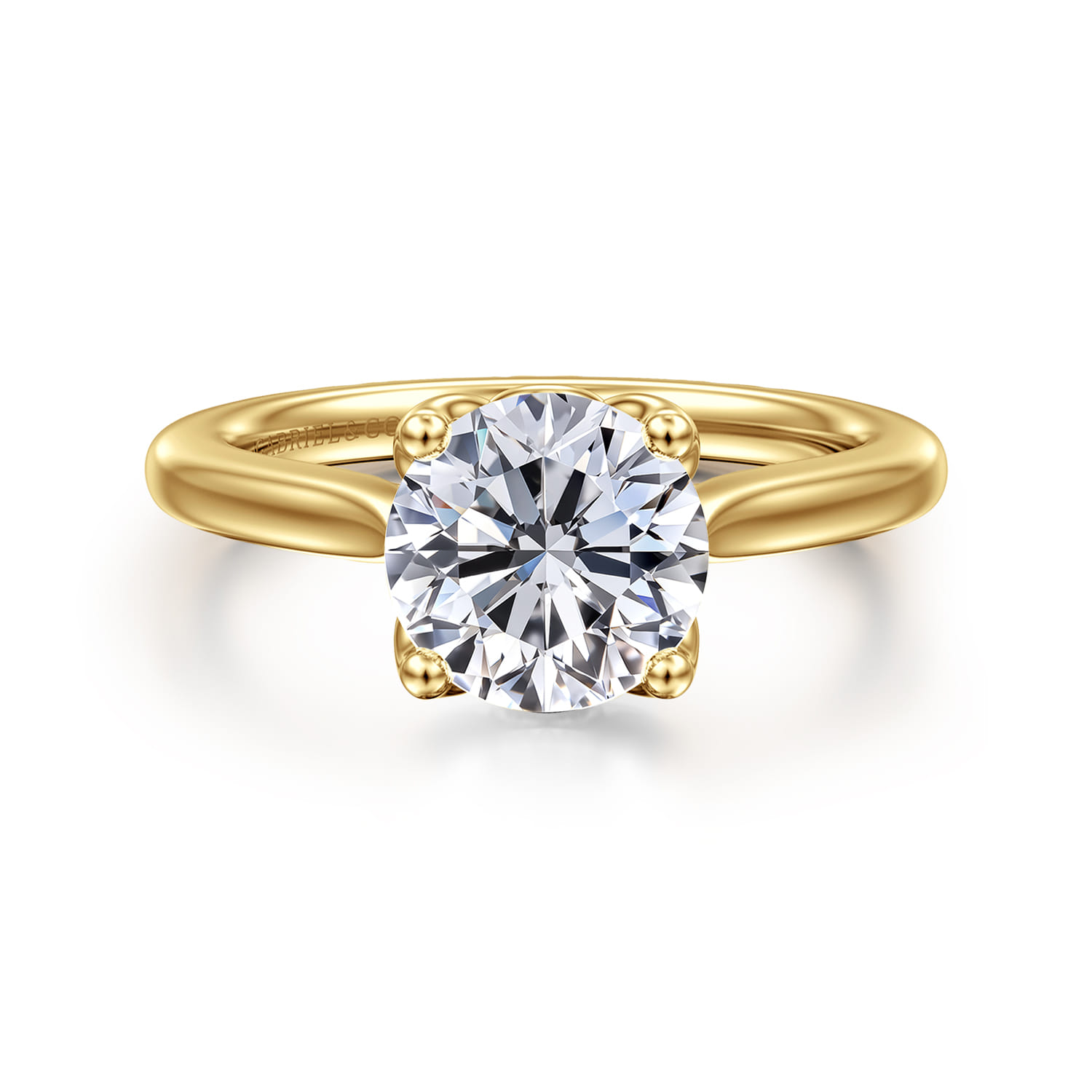 Nola - 14K Yellow Gold Round Lotus Diamond Engagement Ring - Shot 1