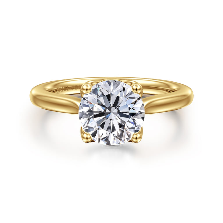Nola - 14K Yellow Gold Round Lotus Diamond Engagement Ring - Shot 1