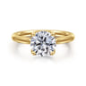 Nola - 14K Yellow Gold Round Lotus Diamond Engagement Ring