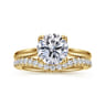 Nola - 14K Yellow Gold Round Lotus Diamond Engagement Ring