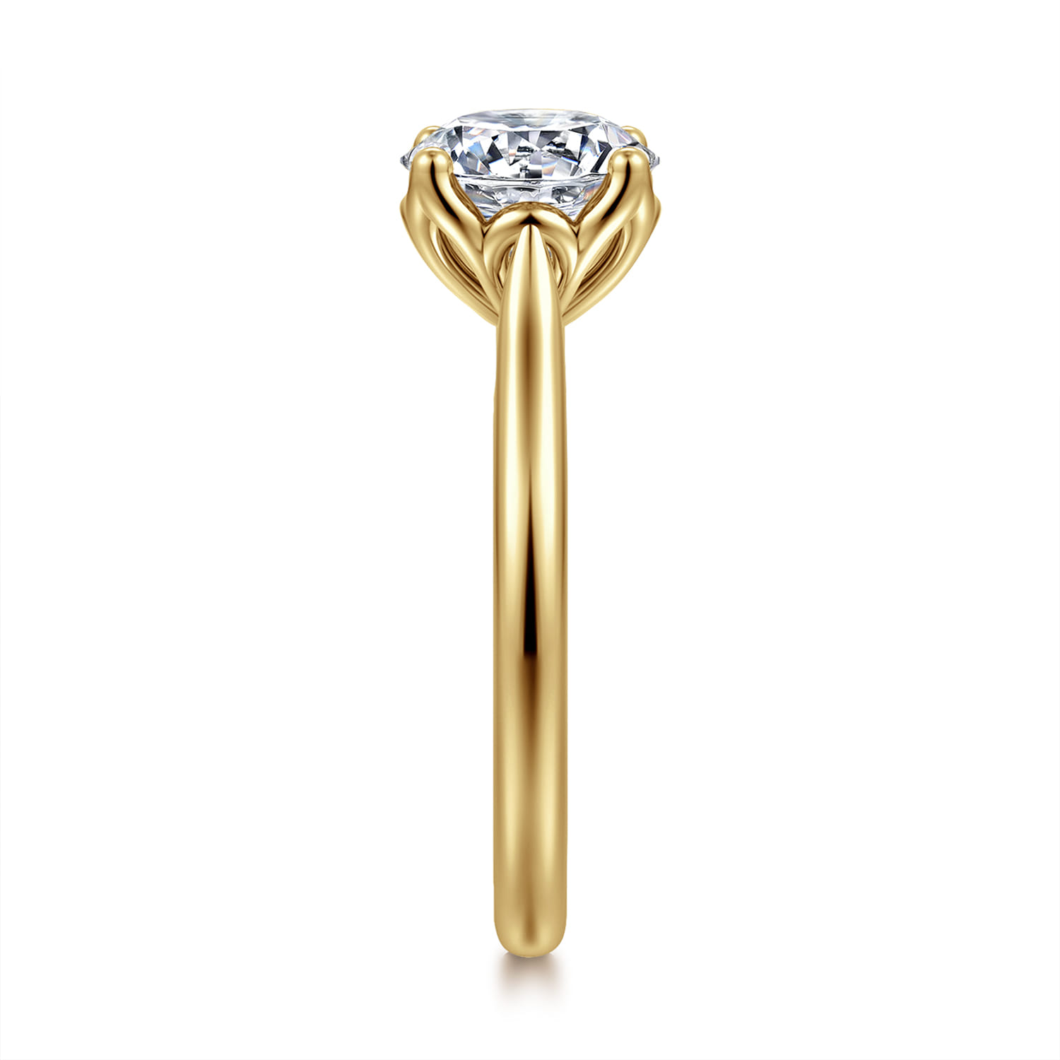 Nola - 14K Yellow Gold Round Lotus Diamond Engagement Ring - Shot 5