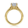 Nelia - 14K Yellow Gold Round Lotus Diamond Engagement Ring