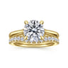 Nelia - 14K Yellow Gold Round Lotus Diamond Engagement Ring