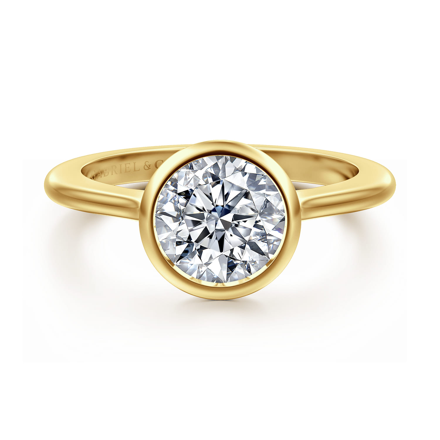 Brooke - 14K Yellow Gold Round Cut Bezel Set Solitaire Diamond Engagement Ring - Shot 1