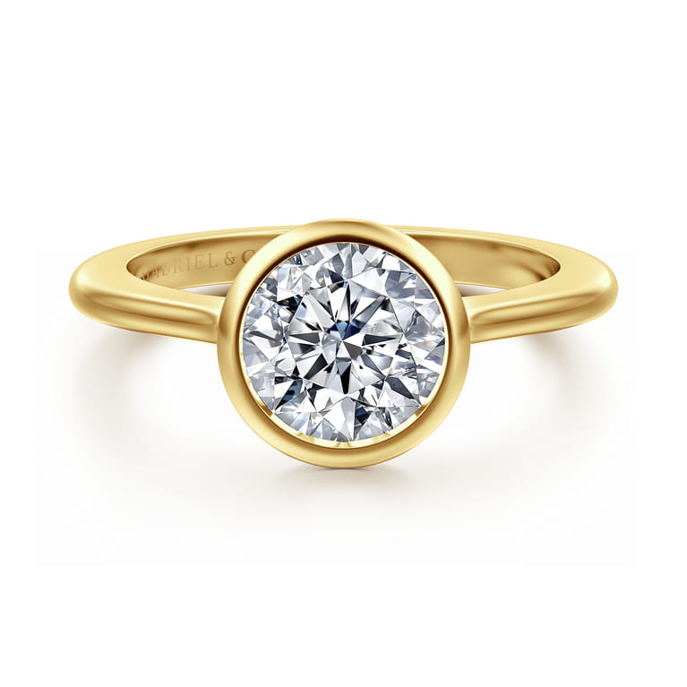 Brooke - 14K Yellow Gold Round Cut Bezel Set Solitaire Diamond Engagement Ring - Shot 1