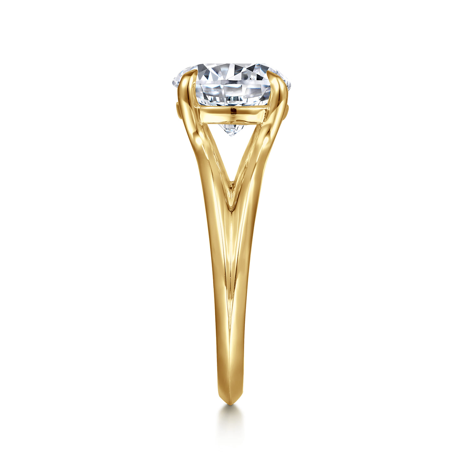 Annie - 14K Yellow Gold Split Shank Round Diamond Engagement Ring - Shot 4
