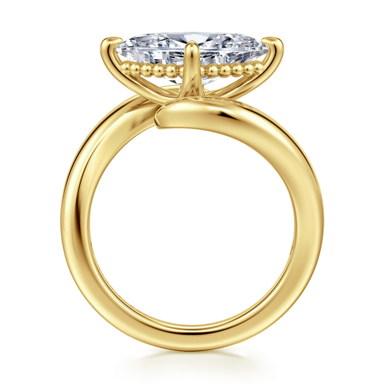 Bettie - 14K Yellow Gold Bypass Marquise Shape Diamond Engagement Ring - Shot 2