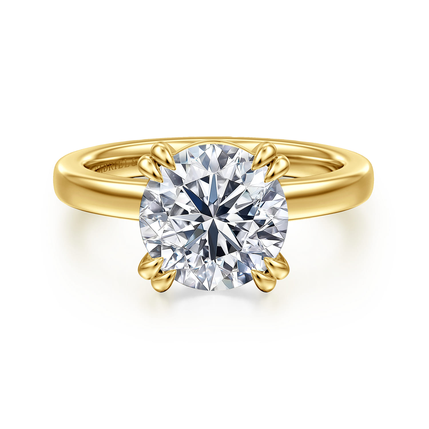 Brandi - 14K Yellow Gold Double Prong Round Diamond Engagement Ring - Shot 1