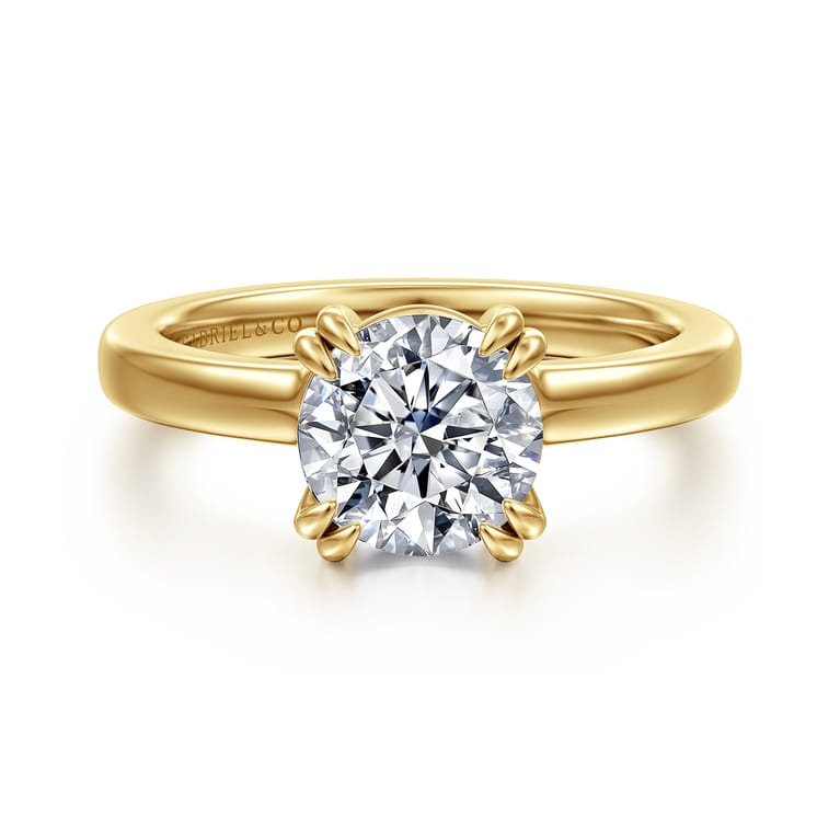 Brandi - 14K Yellow Gold Double Prong Round Diamond Engagement Ring - Shot 1