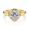Elsa - 14K Yellow Gold Compass Bezel Prong Round Solitaire Diamond Engagement Ring