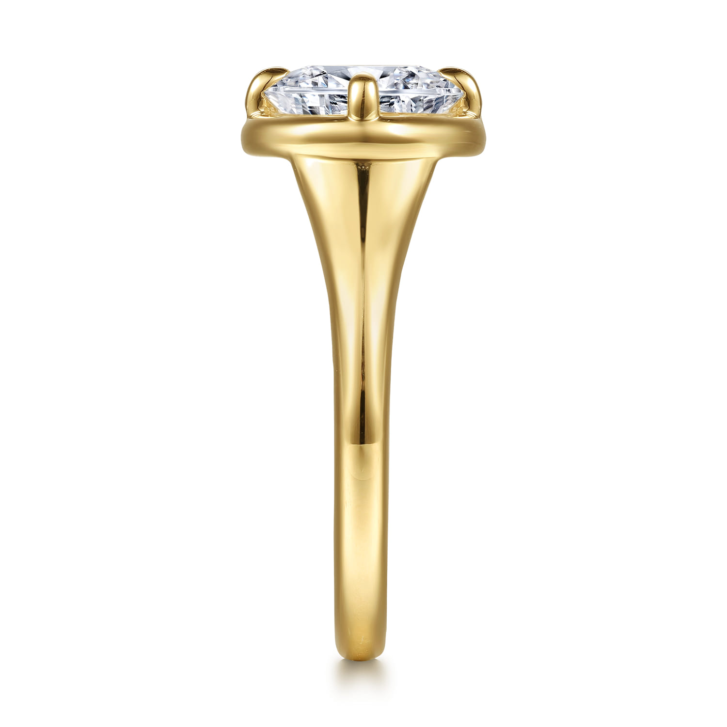 Elsa - 14K Yellow Gold Compass Bezel Prong Round Solitaire Diamond Engagement Ring - Shot 5