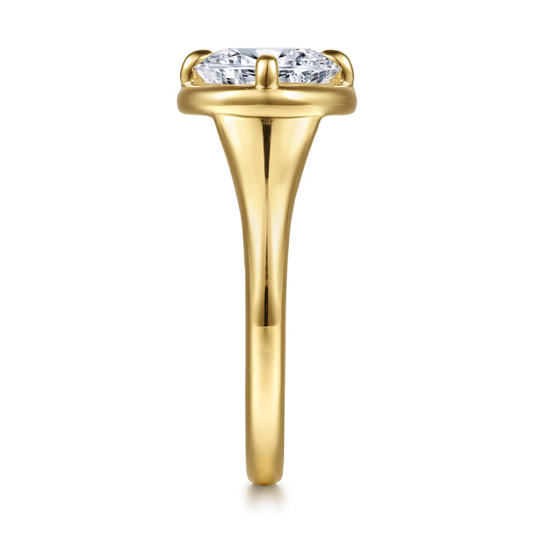 Elsa - 14K Yellow Gold Compass Bezel Prong Round Solitaire Diamond Engagement Ring - Shot 5