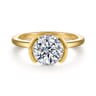Gavin - 14K Yellow Gold Half Bezel Round Solitaire Diamond Engagement Ring
