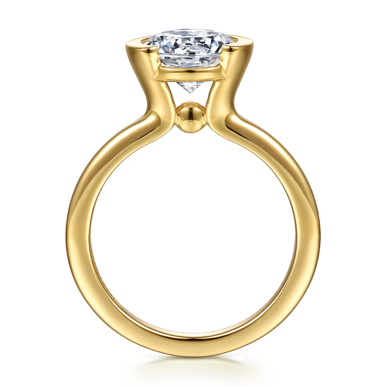 Gavin - 14K Yellow Gold Half Bezel Round Solitaire Diamond Engagement Ring - Shot 2